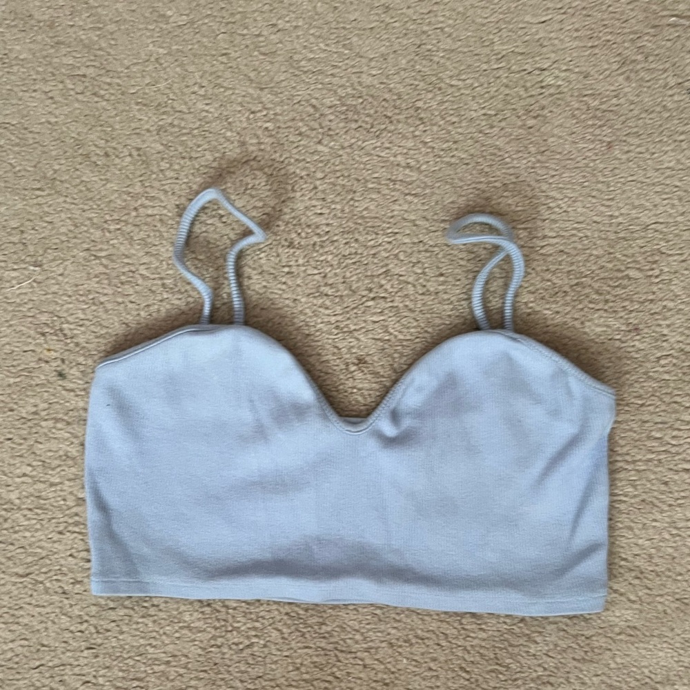 Zara spaghetti strap powder blue crop top